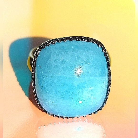 Natural 18 ct Not Enhanced Aquamarine 925 Sterling Silver Ring Sz 7.5 - Picture 7 of 9